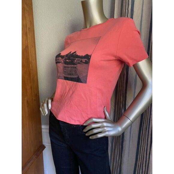 EUC Topshop Coral VW Bus Crop Super Soft T-Shirt Tee 12 XS - Picture 3 of 5